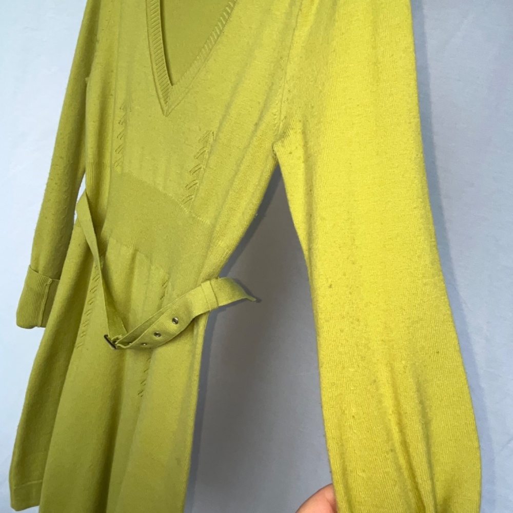 DONATED -  Karen Millen (2) chartreuse (lime green/yellow) soft wool mini dress. - Picture 9 of 16